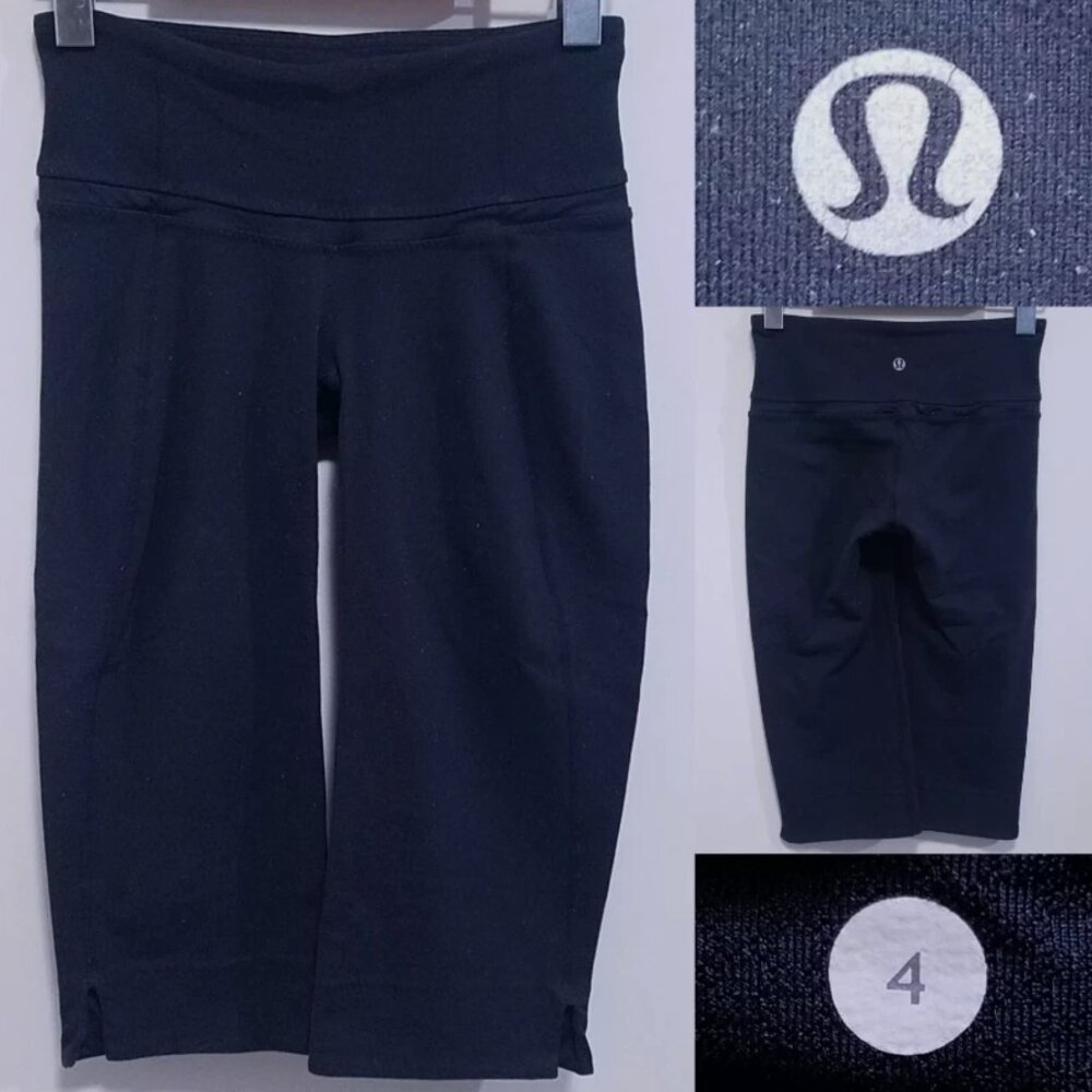Lululemon Black Crop Leggings Size 4 XS Pants Capri Woman's